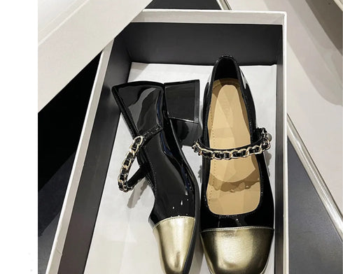 Square Toe Mary Jane Shoes Pumps Pearl